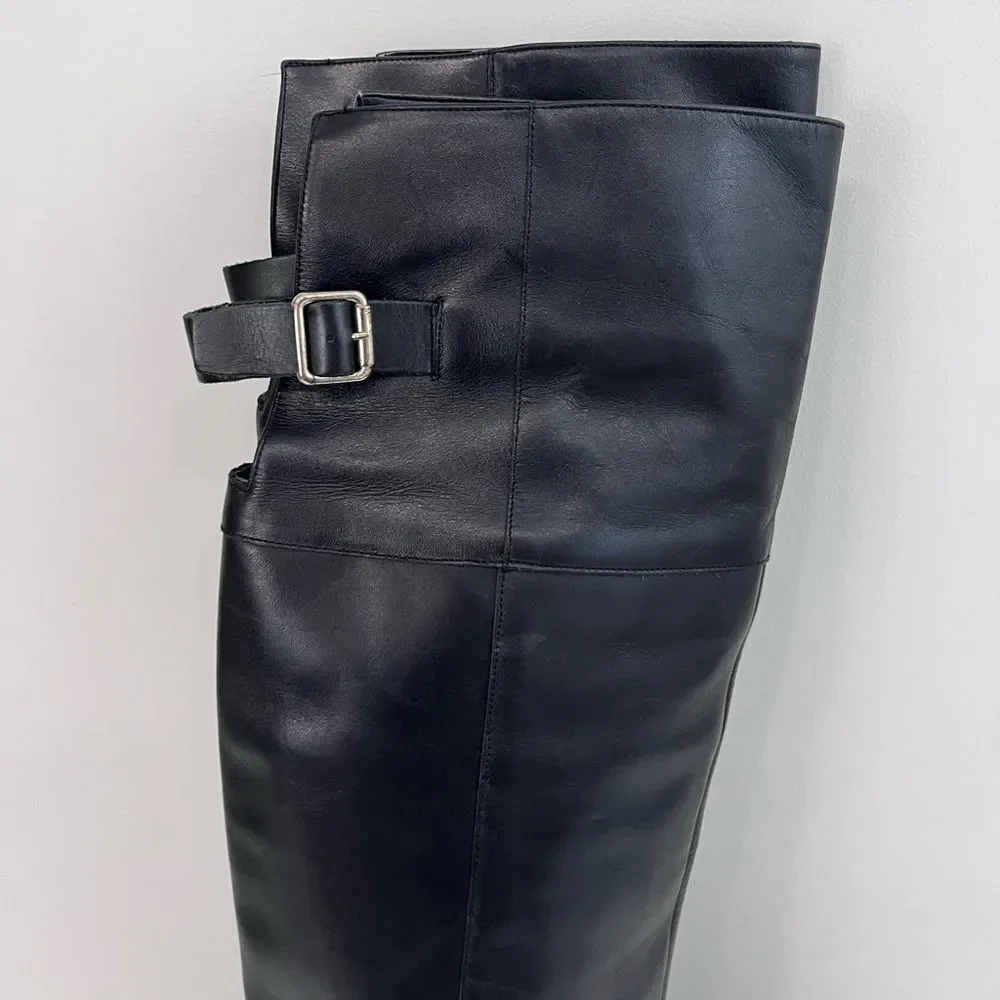 Zara Basics Collection Black Leather Knee High Boots Size 39